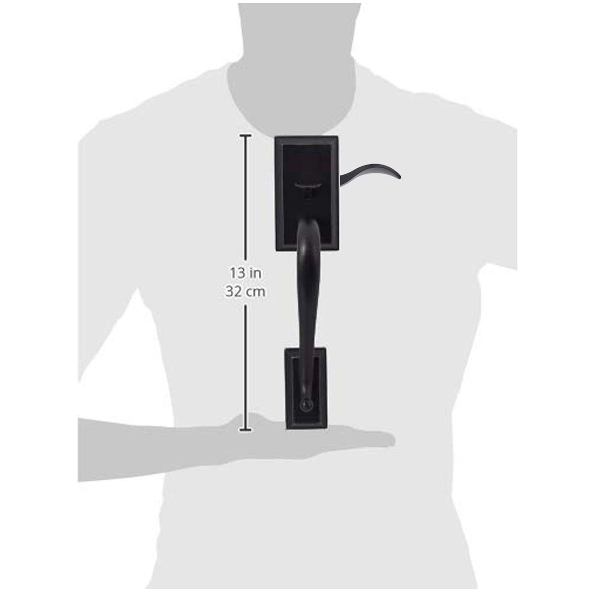 AmazonBasics Modern Handle Set and Deadbolt - Wave Door Lever - Matte Black