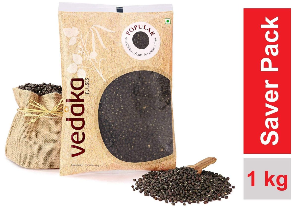 Amazon Brand - Vedaka Popular Black Urad Whole / Sabut, 1 kg