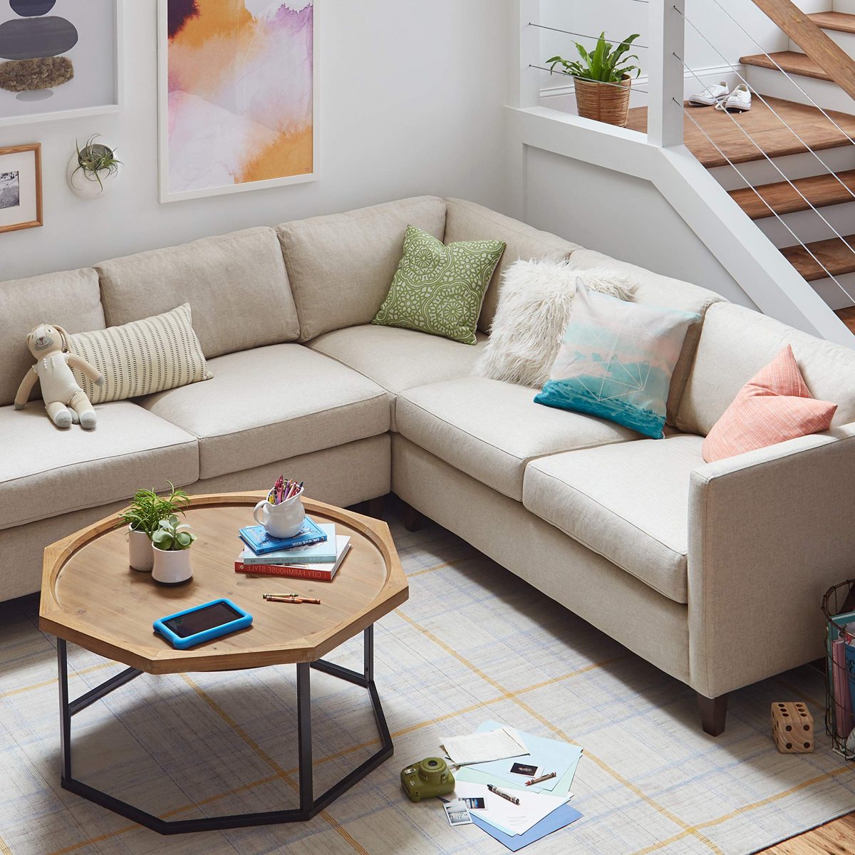 Amazon Brand – Stone & Beam Andover Modern Left L-Sectional Sofa, 124"W, Grey Linen
