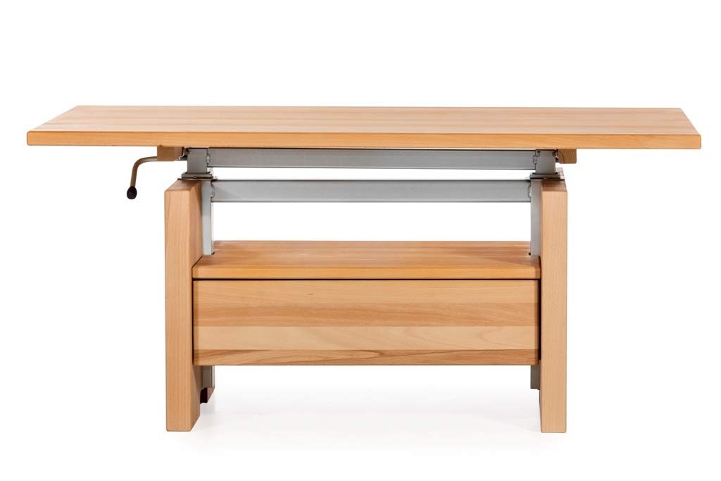Amazon Brand - Alkove Hayes Lift-Top Solid Wood Coffee Table with 1-Drawer, 110 x 70 x 51-70cm, Core Beech/Metal