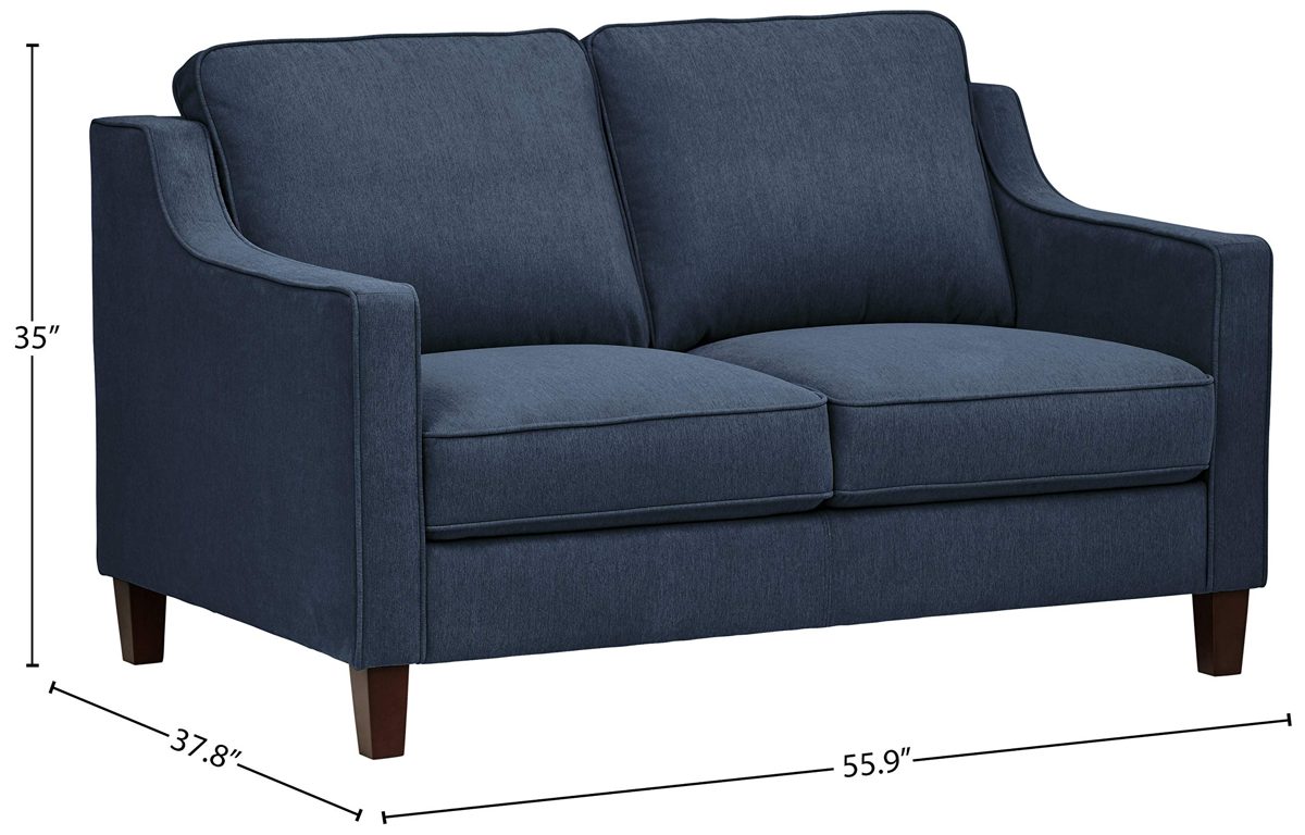 Amazon Brand – Stone & Beam Blaine Modern Loveseat Sofa, 55.9"W, Navy Blue
