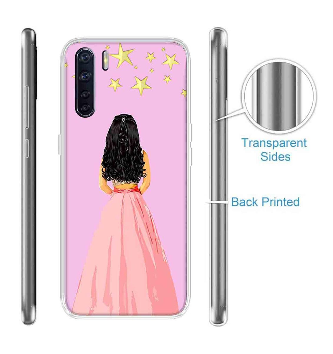 Amazon Brand - Solimo Designer Multicolor Girl Star Design Printed Soft Back Case Mobile Cover for Oppo F15