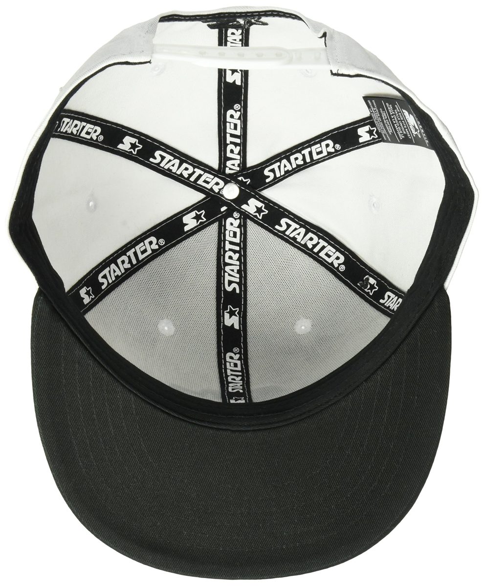 Starter Men's Snap-Back Flat Brim Cap, Amazon Exclusive, White with Black, One Size