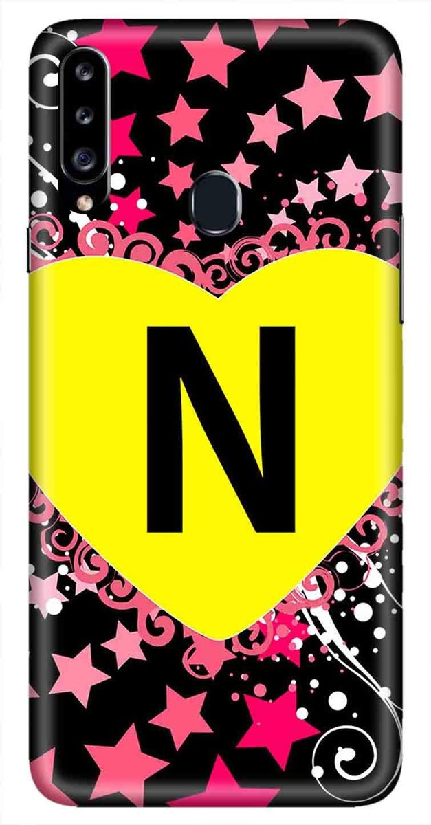 Amazon Brand - Solimo Designer Heart Pattern Alphabet-N 3D Printed Hard Back Case Mobile Cover for Samsung Galaxy A20s