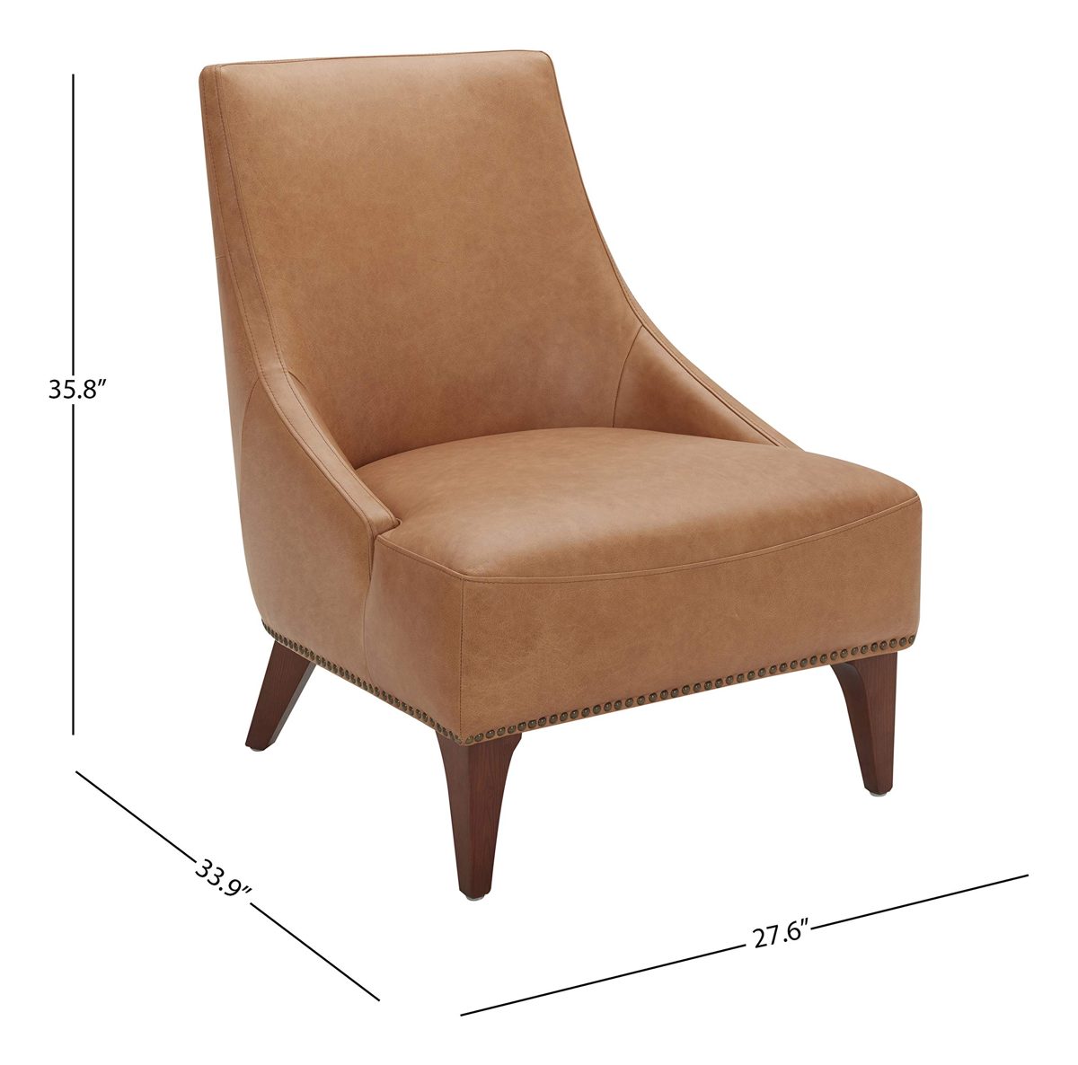 Amazon Brand – Stone & Beam Shorebrook Deep Leather Accent Chair, 27.6"W, Cognac