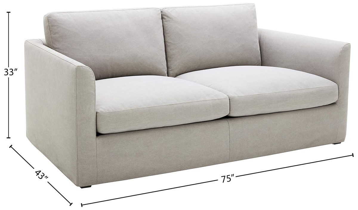 Amazon Brand – Stone & Beam Faraday Down-Filled Casual Loveseat, 75"W, Light Grey