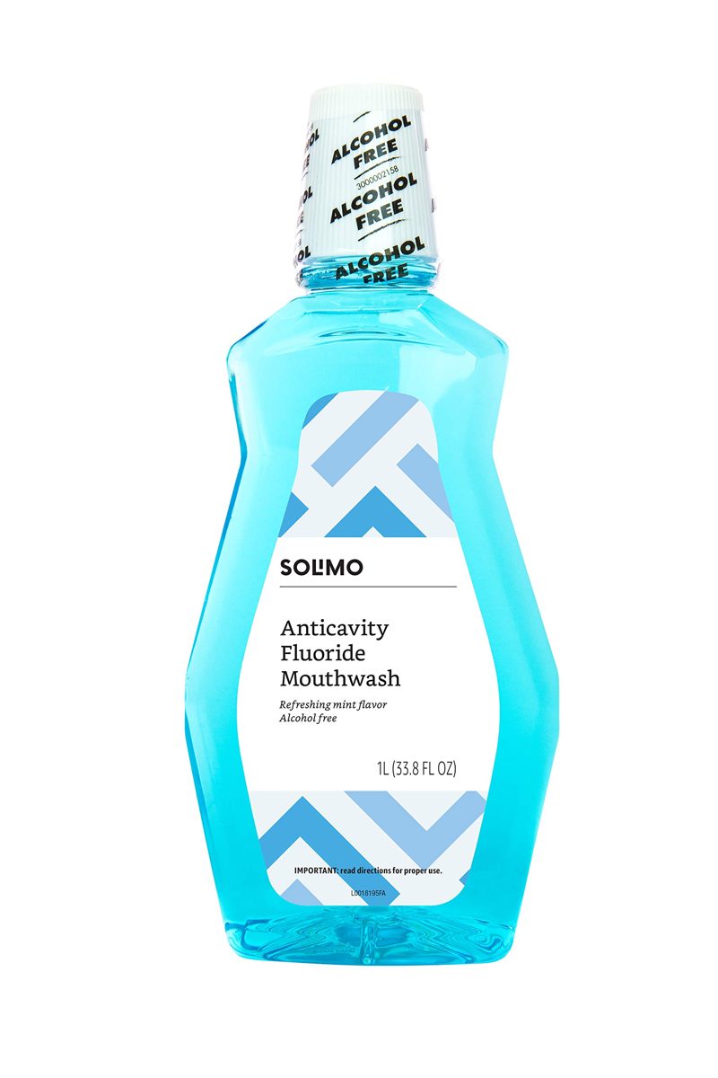 Amazon Brand - Solimo Anticavity Fluoride Mouthwash, Alcohol Free, Refreshing Mint, 1 Liter