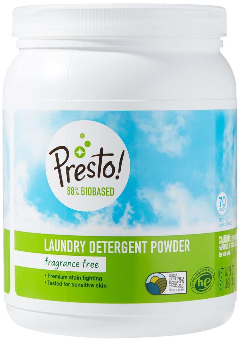 Presto! Biobased Laundry Detergent Powder, Fragrance Free, 70 Loads (50 ounce)