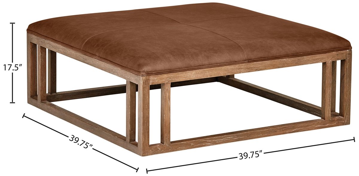 Amazon Brand – Stone & Beam Norah Leather and Wood Square Ottoman