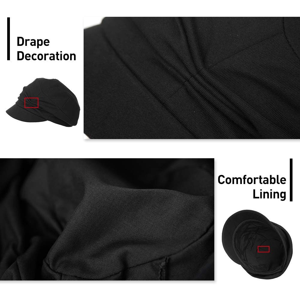 Jeff & Aimy Cotton Cloche Newsboy Cabbie Beret Visor Beanie Chemo Cap for Women Winter Hats for Cancer Patients Grey