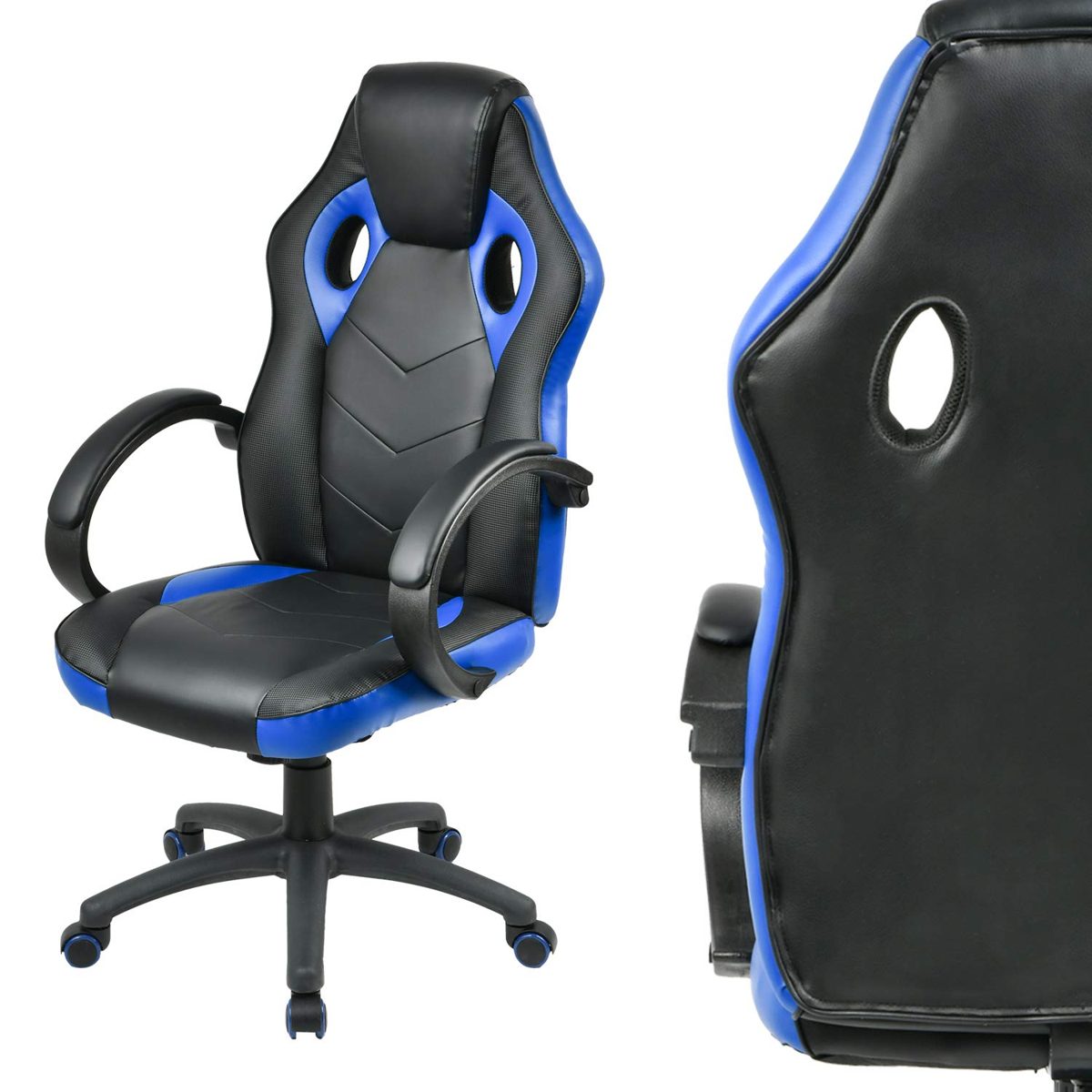 UMI. Essentials Gaming High Back Office Desk Racing Reclining Computer Swivel Chair (Blue)