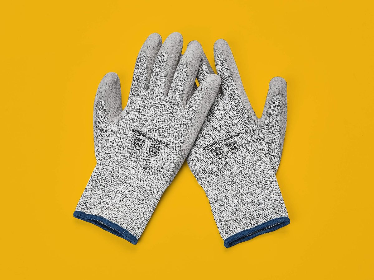 AmazonCommercial 13G HPPE & PU Coated Gloves (Salt & Pepper/Grey), Size XL, 1 Pair