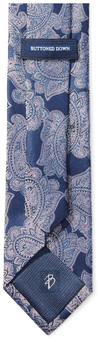 BUTTONED DOWN Men's Classic Silk 3" Necktie, Navy/Pink Paisley, Regular