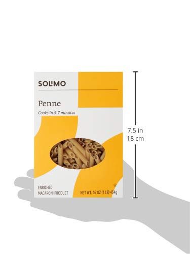 Amazon Brand - Solimo Pasta, Penne, 16oz (Pack of 8)