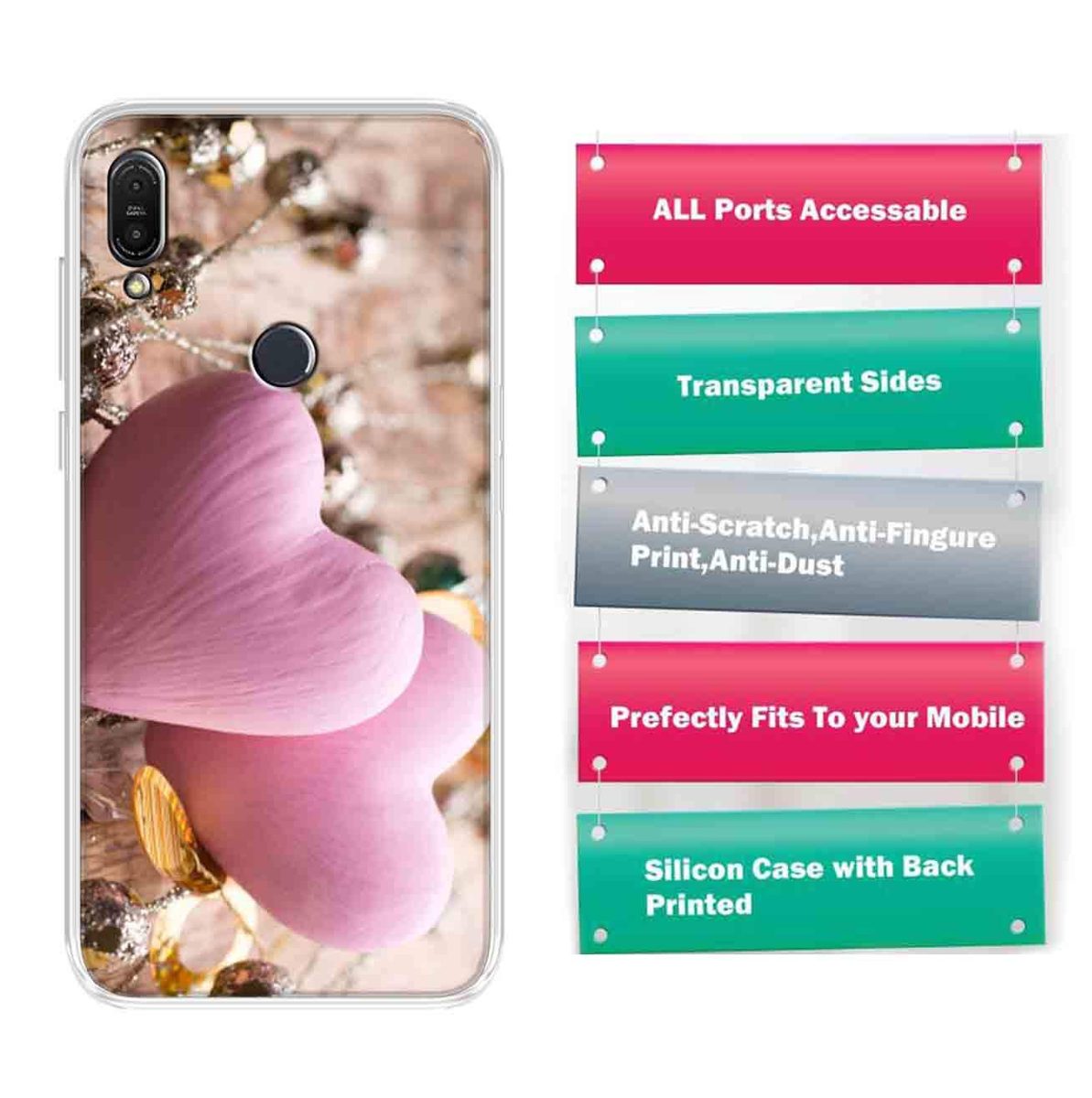 Amazon Brand - Solimo Designer Multicolor Pink Heart Design Printed Soft Back Case Mobile Cover for Asus Zenfone Max Pro M1