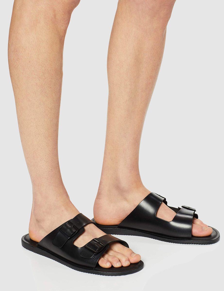 Amazon Brand - find. Men's Open Toe Sandals, Black (Rio Black), 12 UK