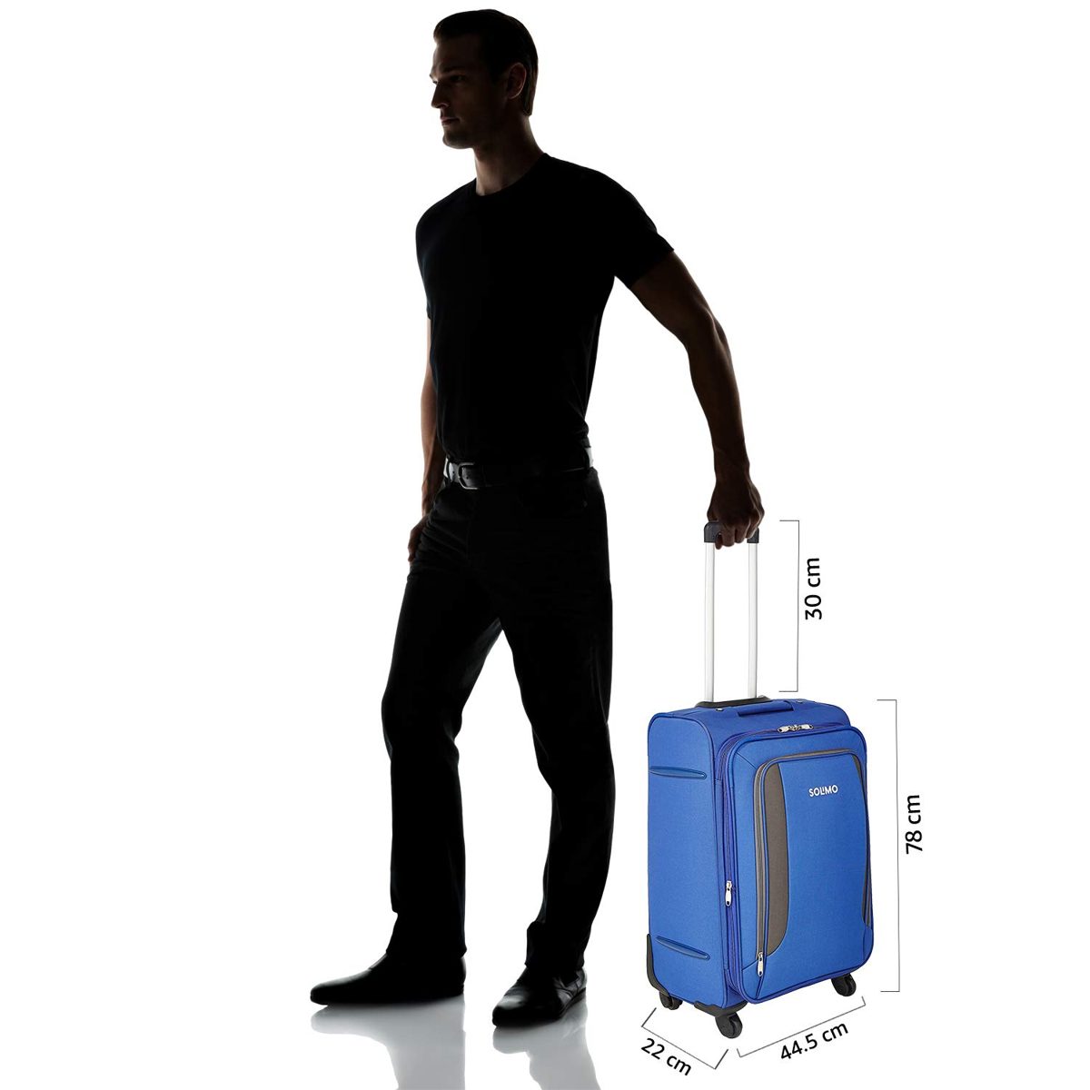 Amazon Brand - Solimo 78 cm Blue Softsided Check-in Suitcase with Wheels