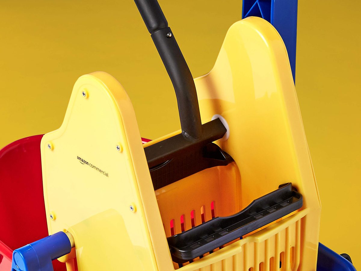 AmazonCommercial Twin-Bucket Wringer Trolley with Accessories basket 17L