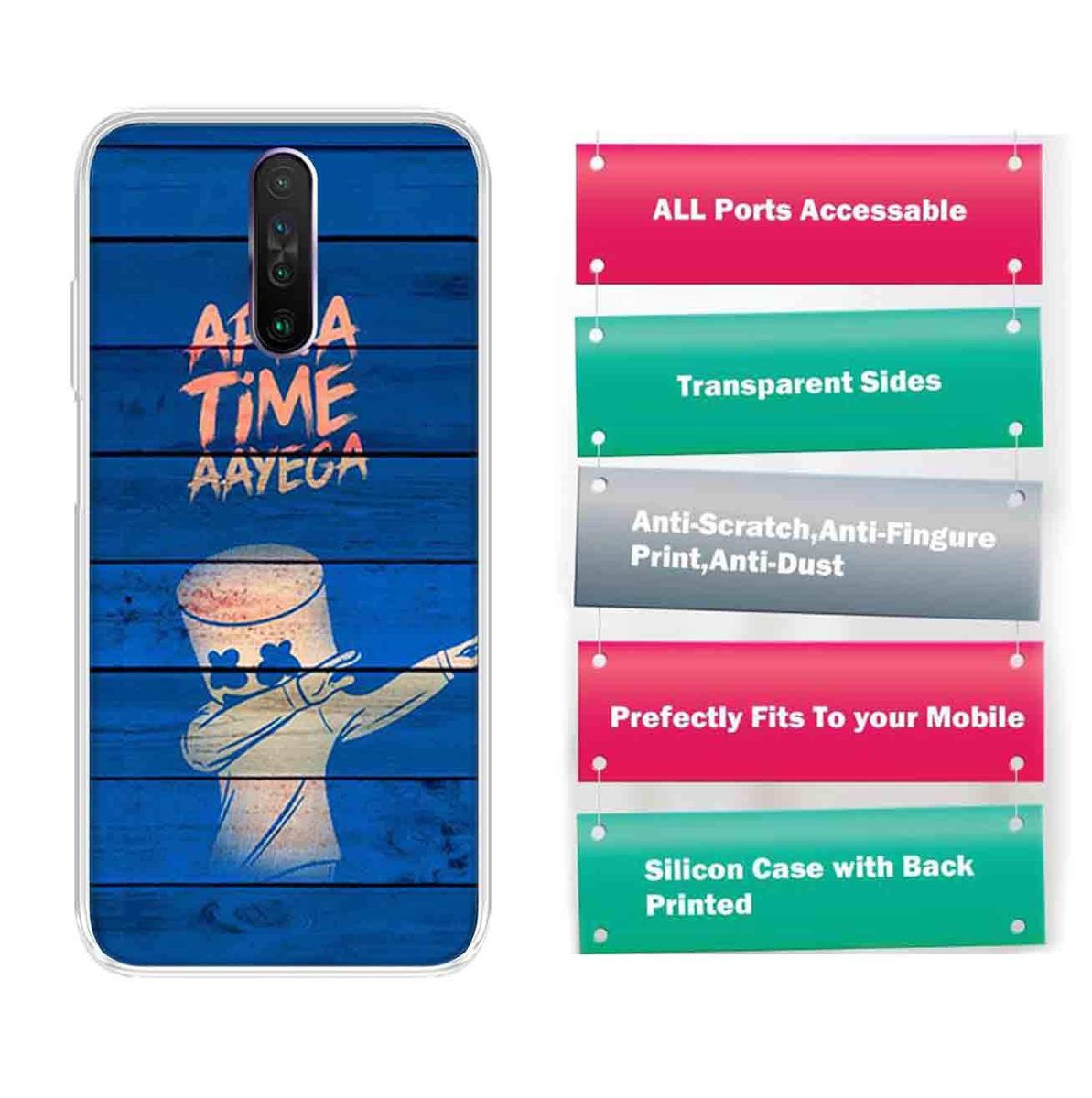 Amazon Brand - Solimo Designer Multicolor Apna Time Ayega Blue Design Printed Soft Back Case Mobile Cover for Poco X2 / Xiaomi Redmi K30