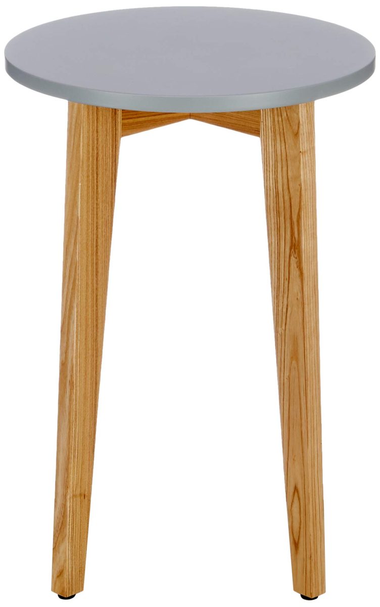 Amazon Brand - Movian Đerdap Round End/Side Table, 35 x 35 x 50cm, Light Grey Top with Brown Legs