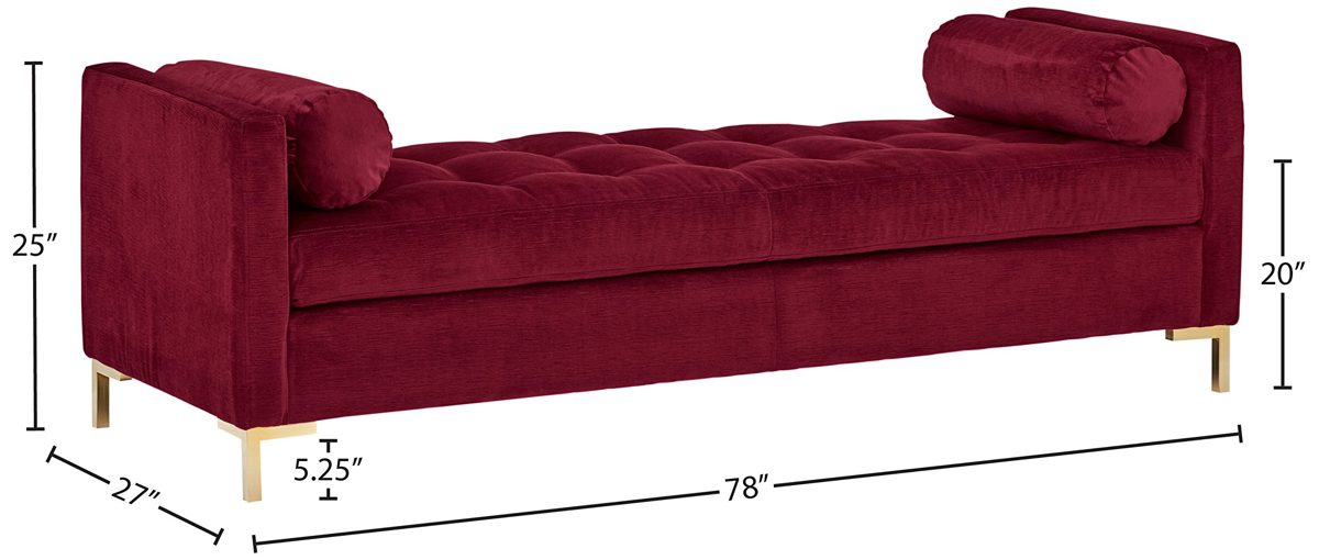 Amazon Brand – Rivet Uptown Mid-Century Velvet Tufted Customizable Daybed Sofa, 78"W, Berry &amp; Brass
