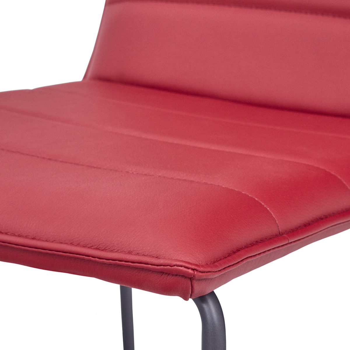 Amazon Brand – Rivet Julian Minimalist Modern Tufted Kitchen Bar Height Stools, Set of 2, 37.8 Inch Height, Synthetic Leather, Red