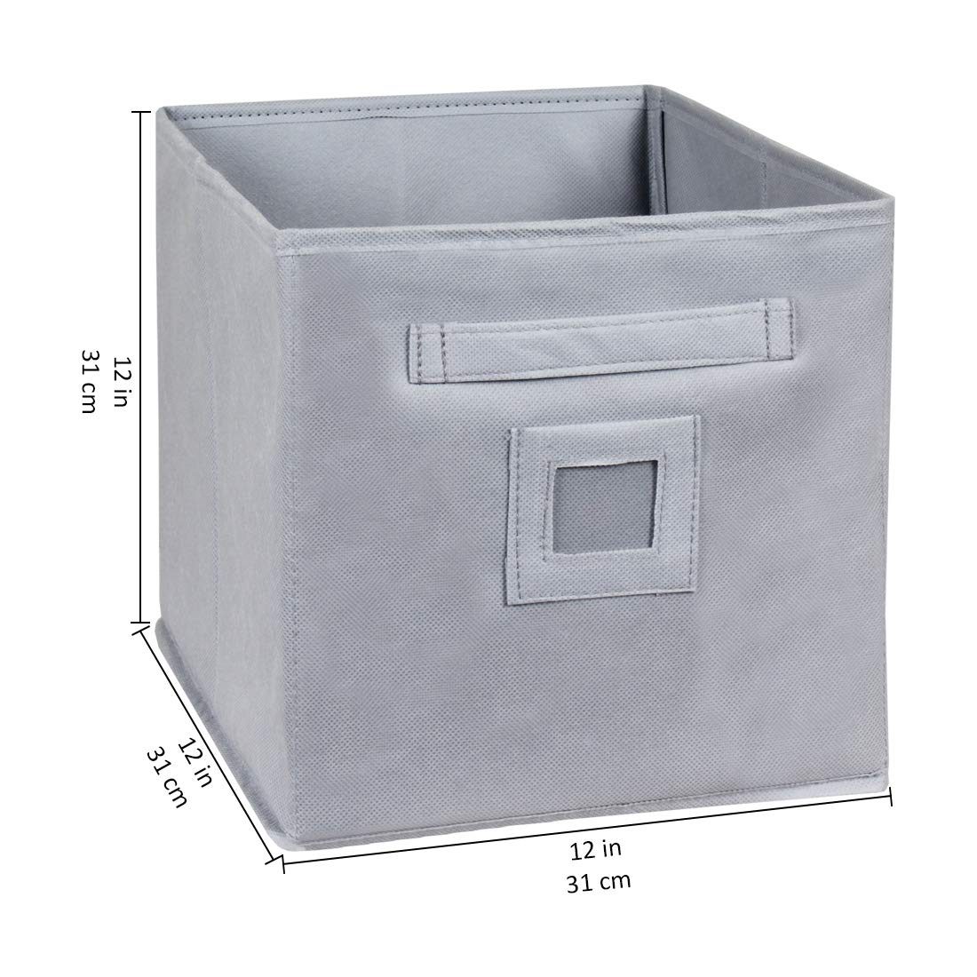 Amazon Brand - Solimo Fabric Storage Box, Medium, Set of 3, Dark Grey