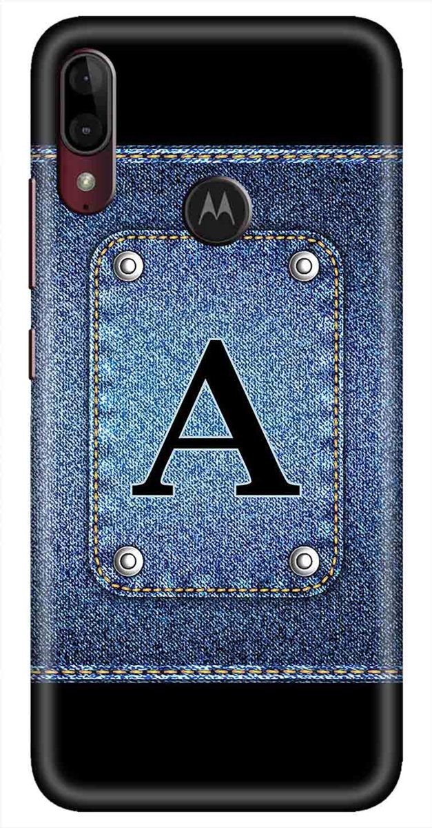 Amazon Brand - Solimo Designer Button Jeans Alphabet-A 3D Printed Hard Back Case Mobile Cover for Motorola Moto E6s / Motorola Moto E6 Plus