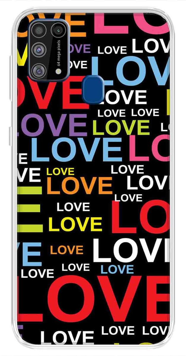 Amazon Brand - Solimo Designer Multicolor Typography Love Black Pattern Design Printed Soft Back Case Mobile Cover for Samsung Galaxy M31