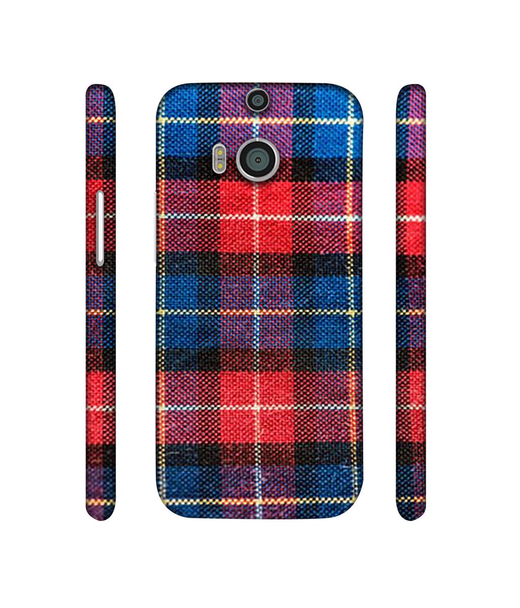Amazon Brand - Solimo Designer Check Cloth 3D Printed Hard Back Case Mobile Cover for HTC One M8