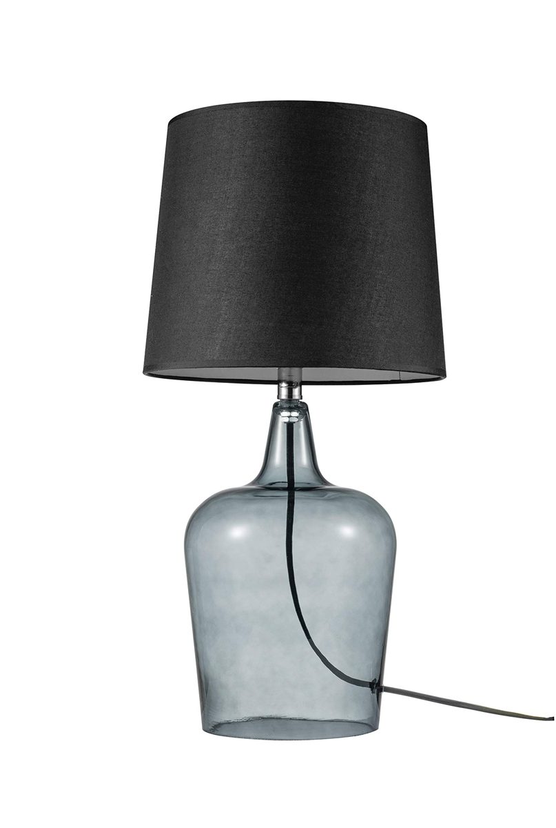 Amazon Brand - Ravenna Home Single-Light Modern Table Lamp with Smoked Glass Base and Black Shade, LED Bulb Included, 24"H