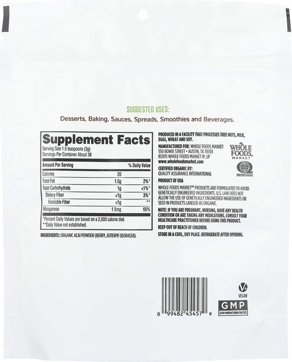 Whole Foods Market, Organic Acai Powder, 4 oz