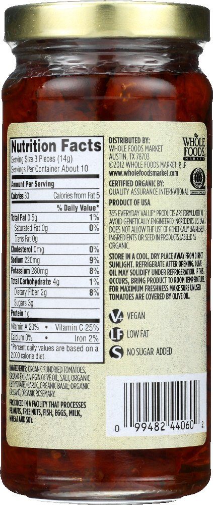365 Everyday Value, Organic Sundried Tomatoes in Extra Virgin Olive Oil, 8.5 oz