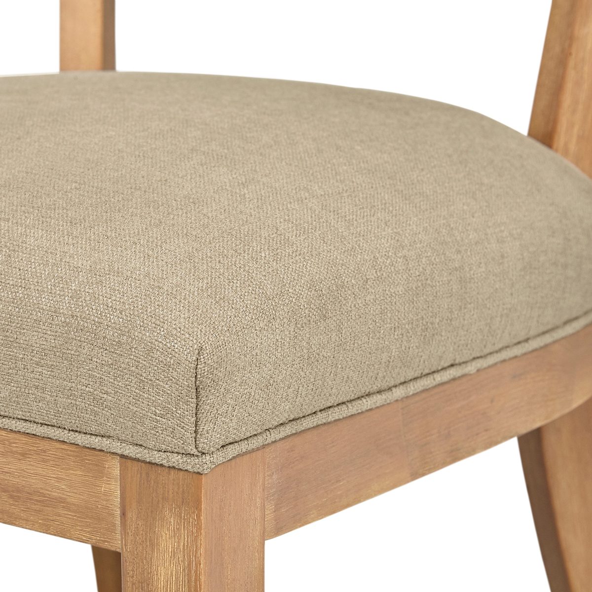 Amazon Brand – Stone & Beam Bergen Tufted Dining Room Kitchen Chairs, 38.6"H, Set of 2, Hemp Beige, Wood Oak