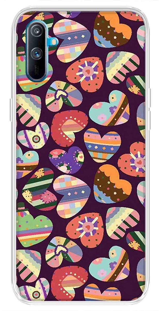 Amazon Brand - Solimo Designer Multicolor Motif Heart Pattern Design Printed Soft Back Case Mobile Cover for Realme C3