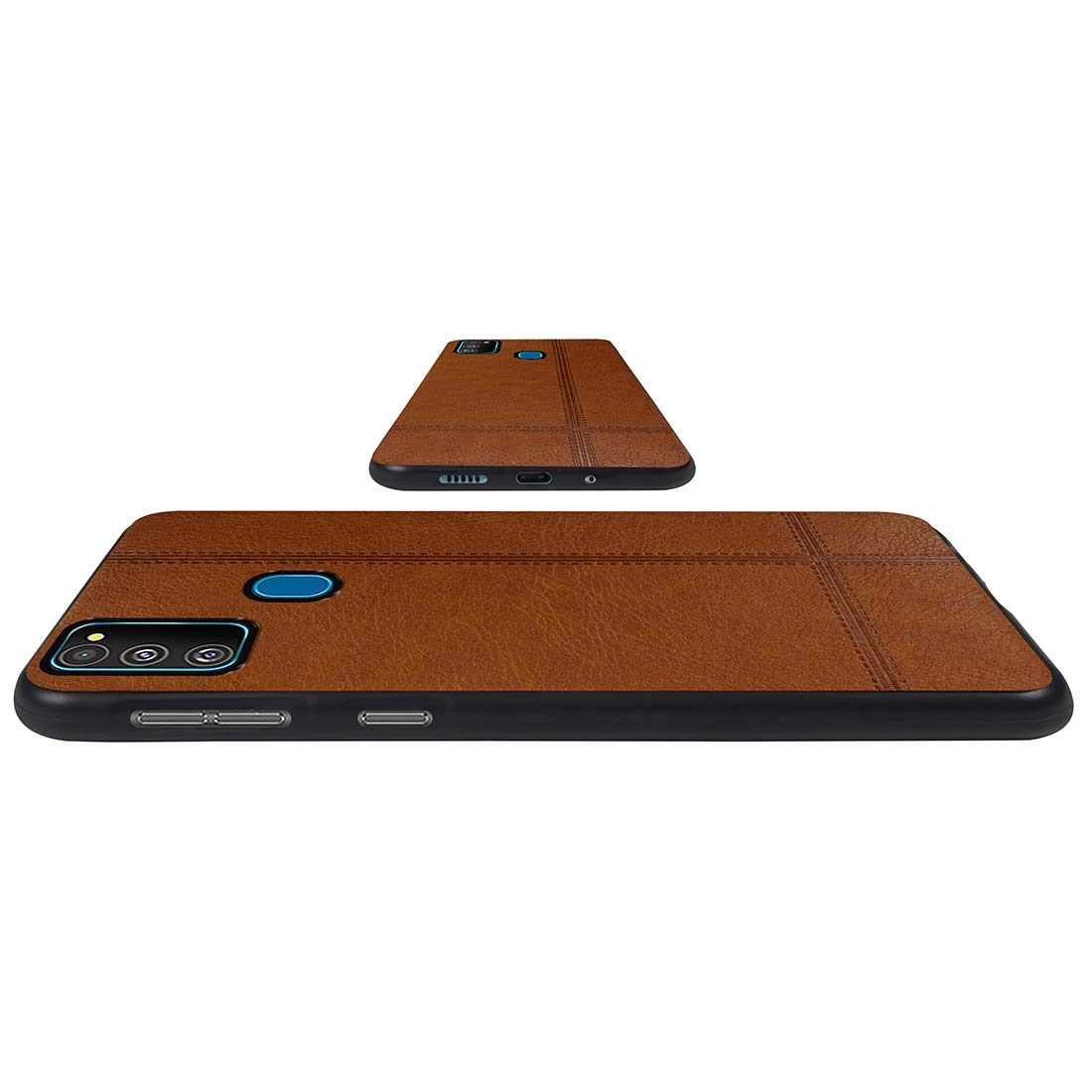 Amazon Brand - Solimo Leather Mobile Cover for (Soft & Flexible Back case), for Samsung Galaxy M21 / M30s (Brown)