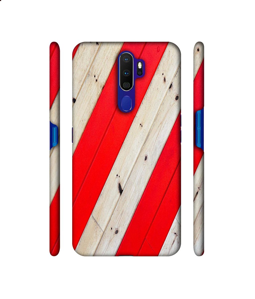 Amazon Brand - Solimo Designer Red and Cream Color Wood 3D Printed Hard Back Case Mobile Cover for Oppo A9 (2020)