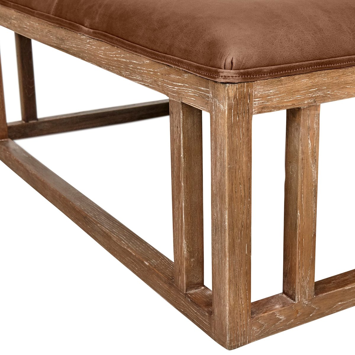 Amazon Brand – Stone & Beam Norah Leather and Wood Square Ottoman
