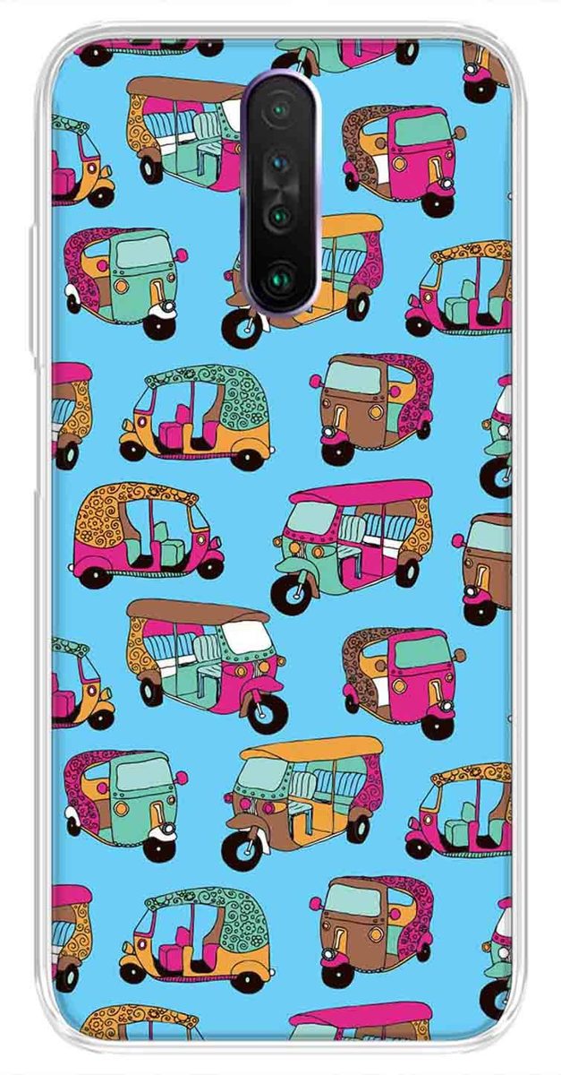 Amazon Brand - Solimo Designer Multicolor Auto Blue Pattern Printed Soft Back Case Mobile Cover for Poco X2 / Xiaomi Redmi K30