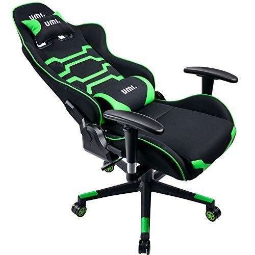 UMI. Essentials Gaming Ergonomic Computer Chair Height-Adjustable Headrest and Lumbar Support (Green)