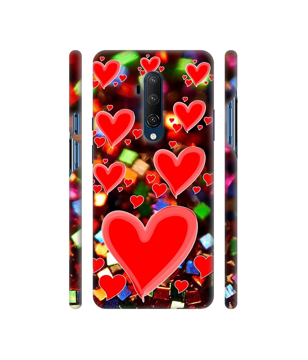 Amazon Brand - Solimo Designer Heart Texture on Glitters 3D Printed Hard Back Case Mobile Cover for OnePlus 7T Pro