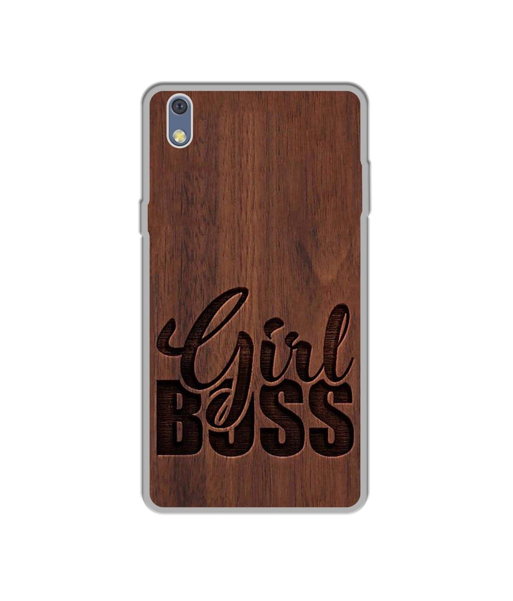Amazon Brand - Solimo Designer Girl Boss On Wood UV Printed Soft Back Case Mobile Cover for Lyf Water 8