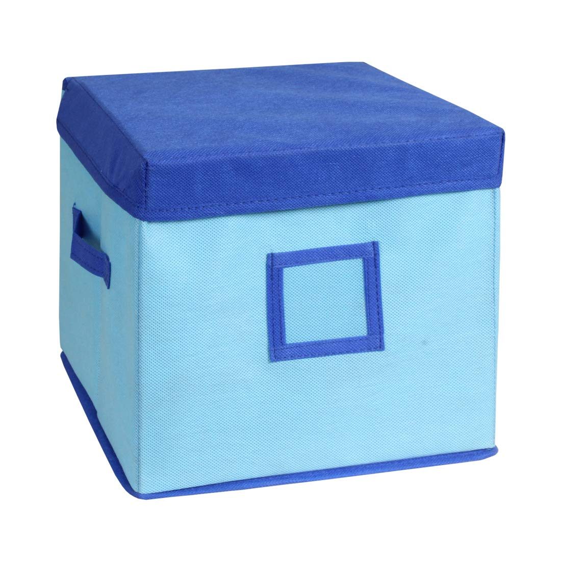 Amazon Brand - Solimo Fabric Storage Box with Lid, Medium, Medical Blue and Royal Blue