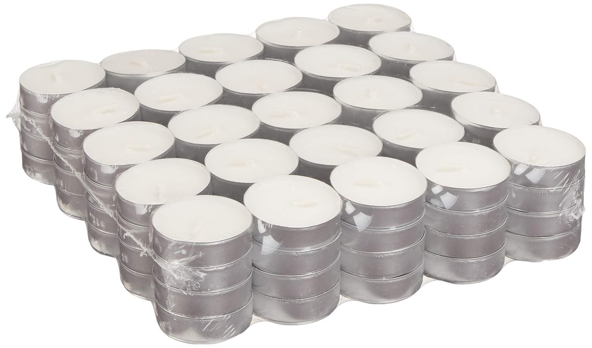 AmazonBasics Unscented Tealight Candles, 200-Pack