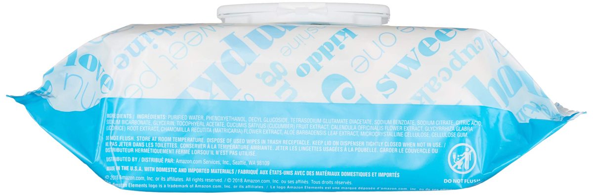 Amazon Elements Baby Wipes, Unscented, 480 Count, Flip-Top Packs