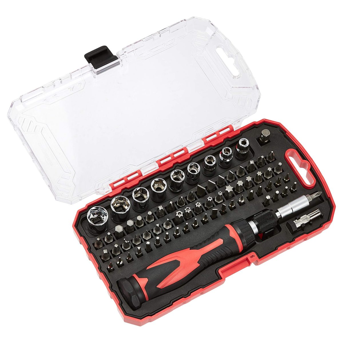AmazonBasics 73-Piece Magnetic Ratchet Wrench and Screwdriver Set (Renewed)