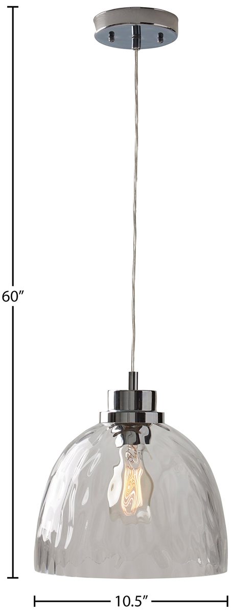 Amazon Brand – Rivet Glass Bowl Pendant Lamp, Modern Textured, W/Bulb, 13"-60"H, Chrome