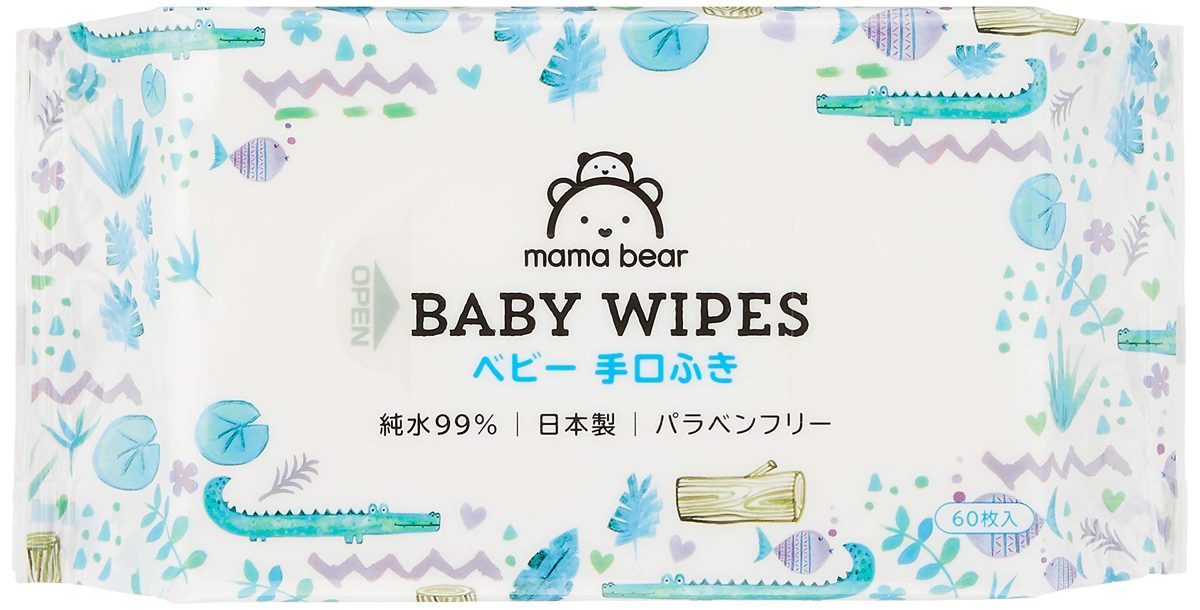 [Amazon Brand] Mama Bear Baby Wipes, 99% Pure Water, 60 Sheets x 5 Pieces (300 Sheets) Made in Japan, Paraben Free