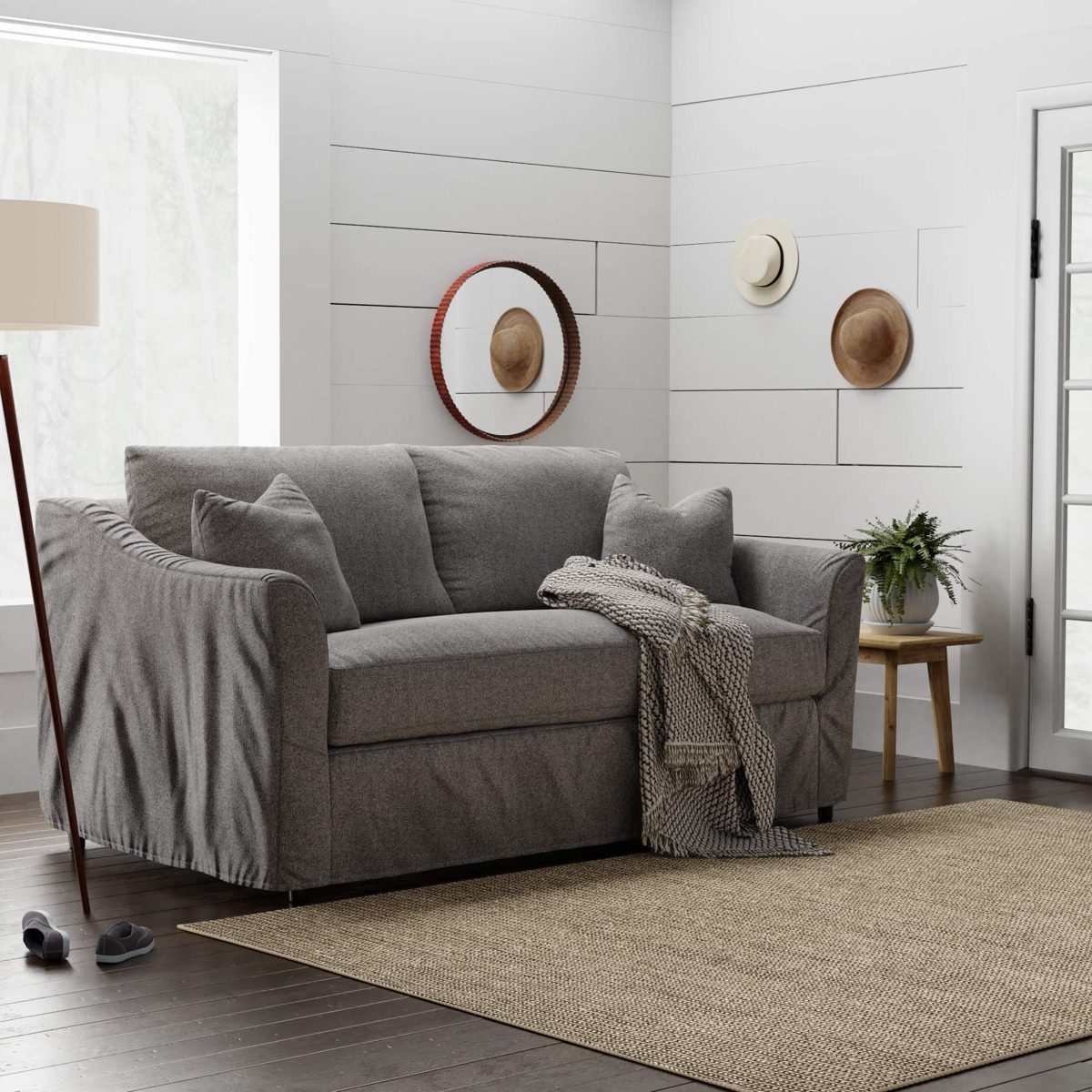 Amazon Brand – Stone & Beam Dawn Slipcover Sofa Couch, 79"W, Gray