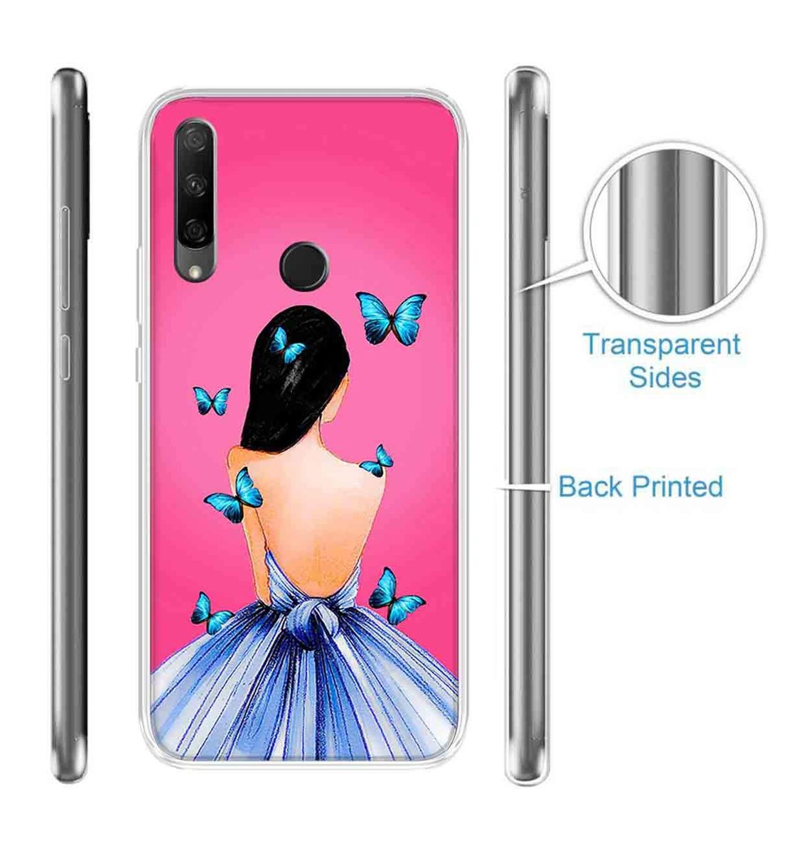Amazon Brand - Solimo Designer Multicolor Girl Butterfly Design Printed Soft Back Case Mobile Cover for Huawei Honor 9X